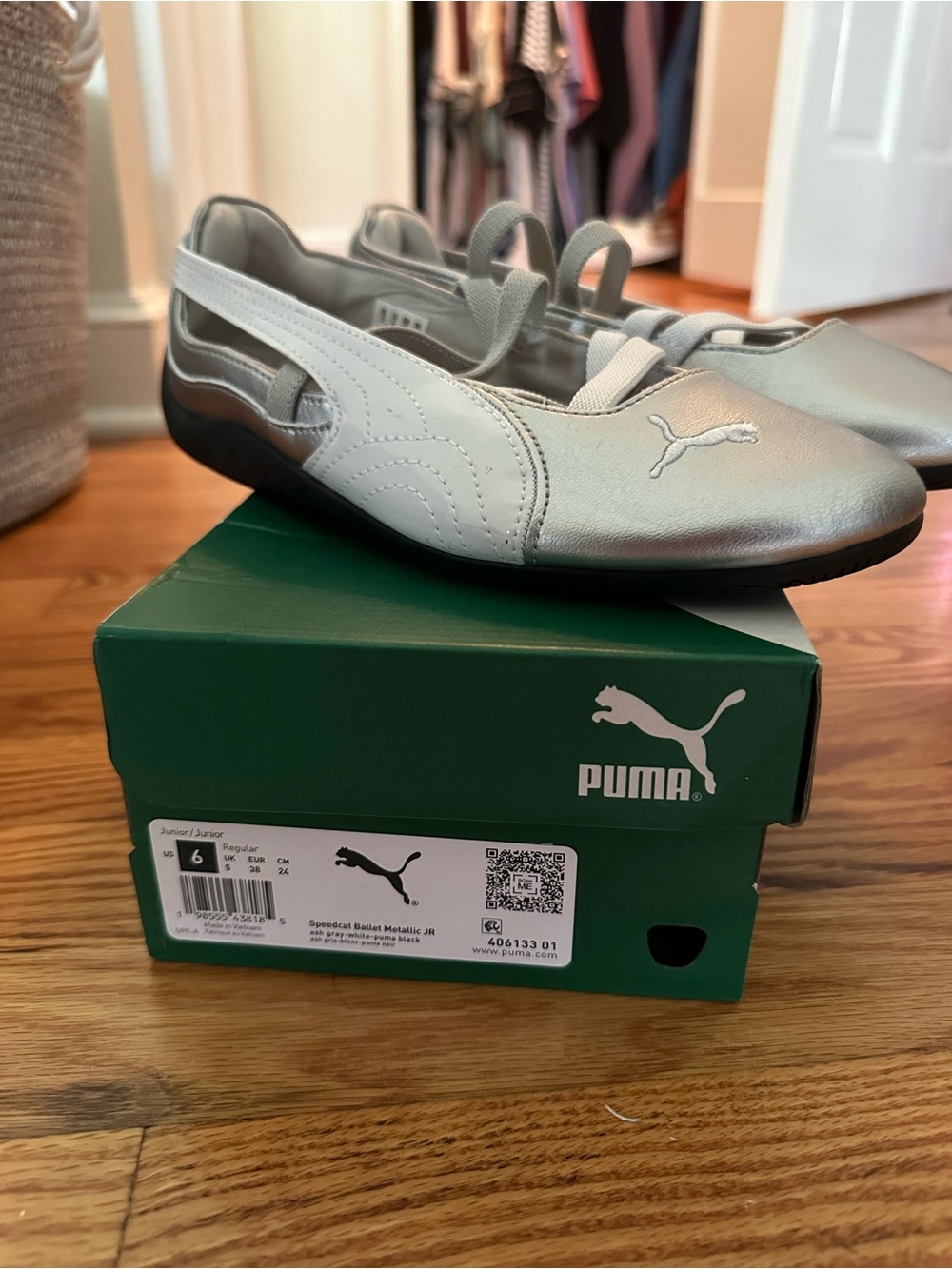 Puma Silver Metallic Ballet-Style Slip-On Flats